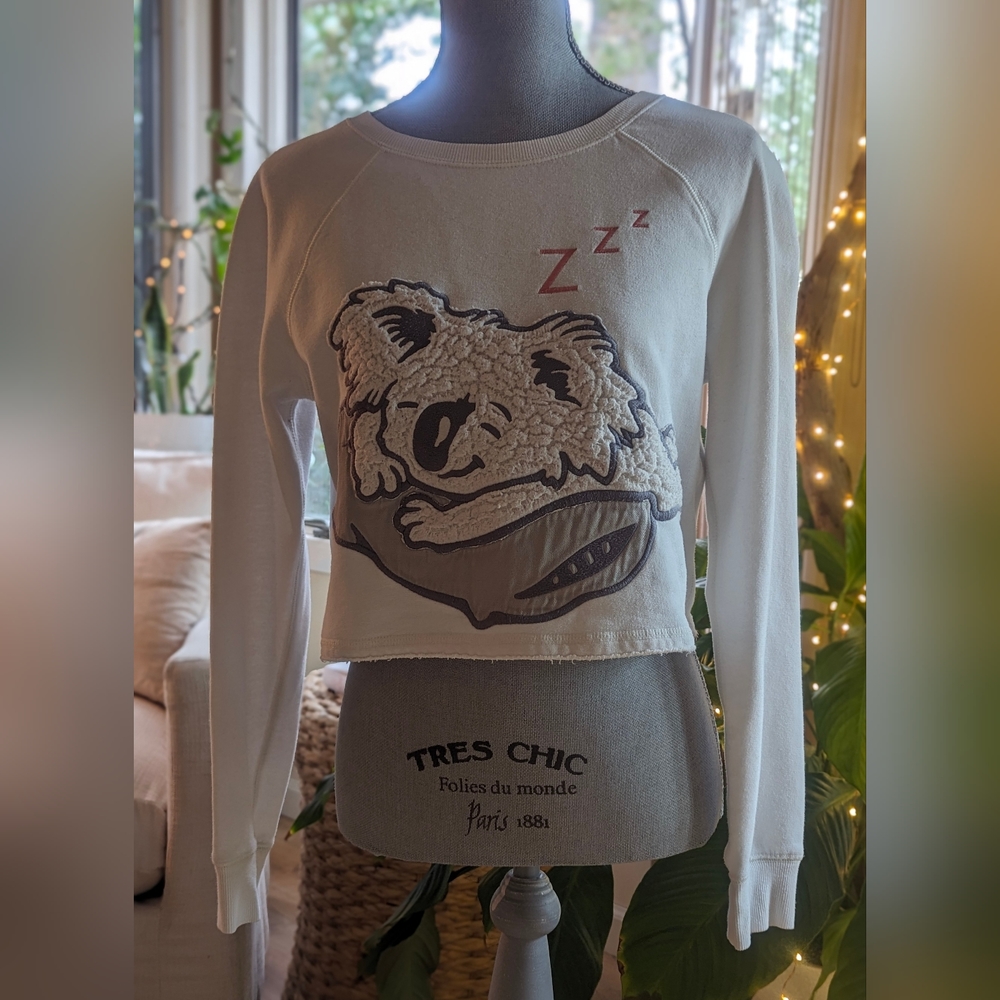Gilly Hicks Cropped Koala Long Sleeve Sweatshirt